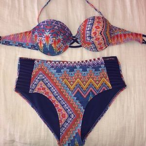 Fun and Colorful Patterned High Rise Bikini